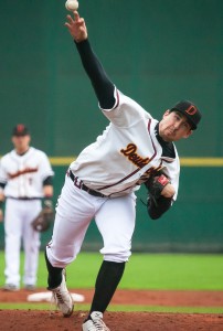 Jan-Niclas Stöcklin im Einsatz bei der Baseball-EM 2014 (Foto: Keller, W.)